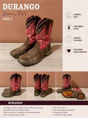 Durango Women's Brown Foot Pink Shaft Western Booties